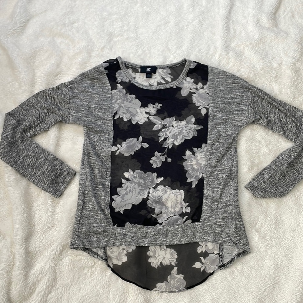 IZ Byer Floral Detail Long Sleeve